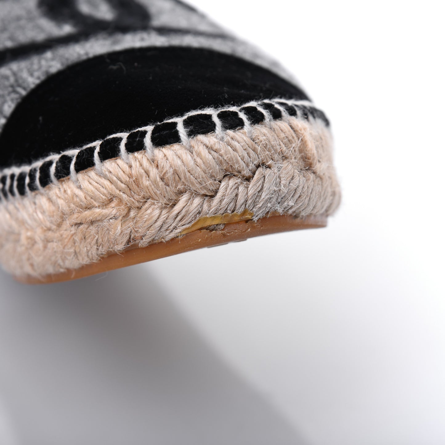 Tweed Velvet CC Espadrilles 41 Grey Black