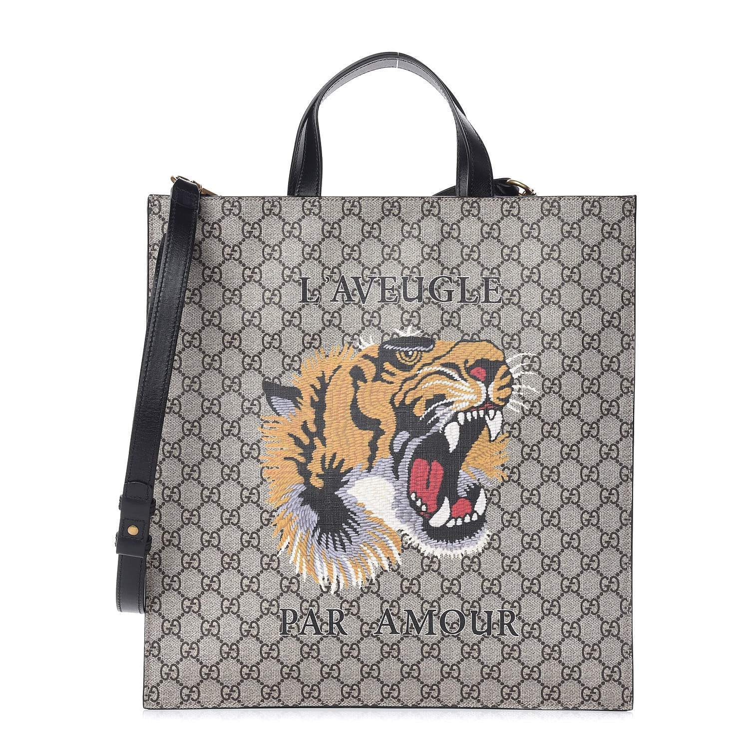 Gucci GG Supreme Monogram L'Aveugle Par Amour Print Vertical Tote Black 1 of 10