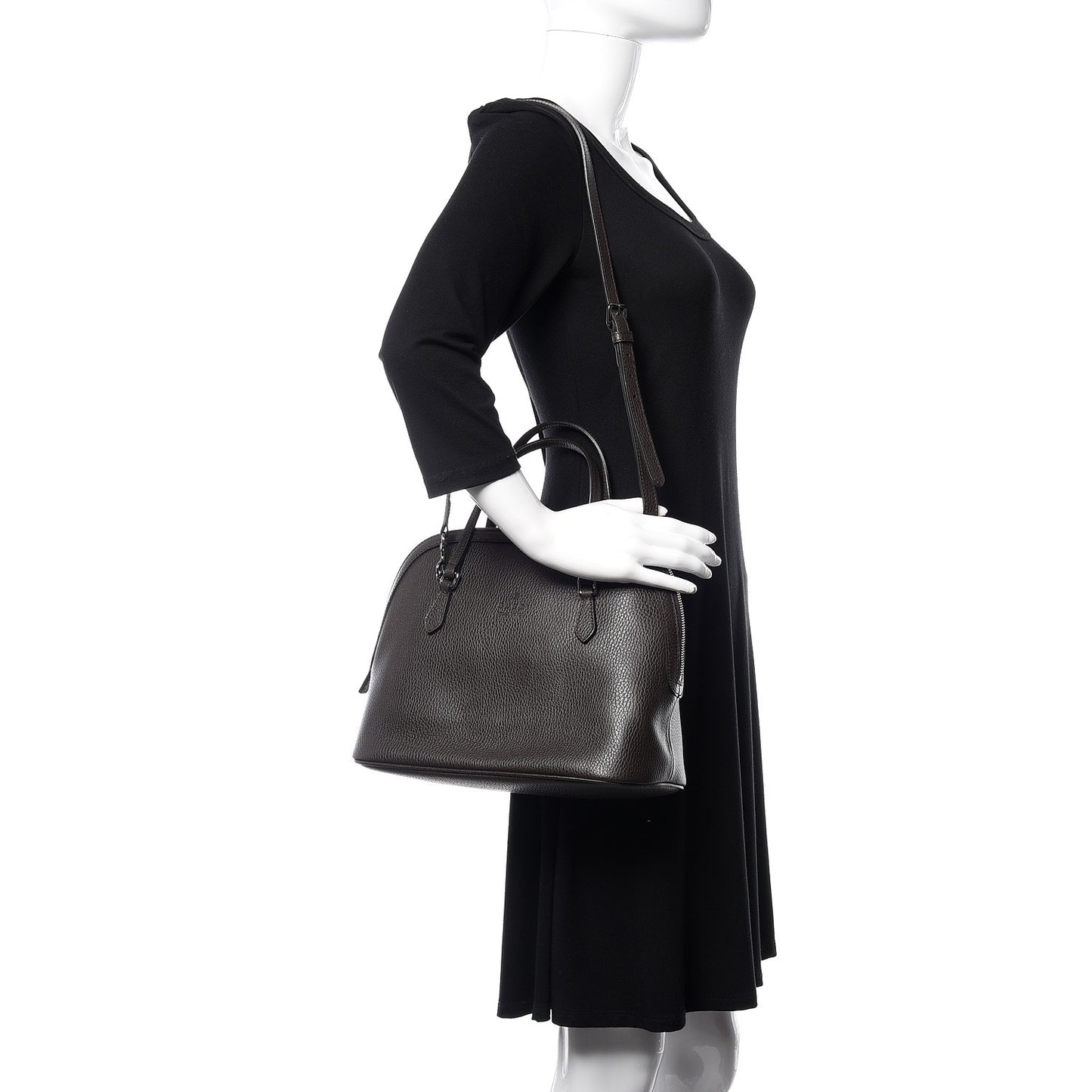 Calfskin Medium Dome Bag Dark Brown