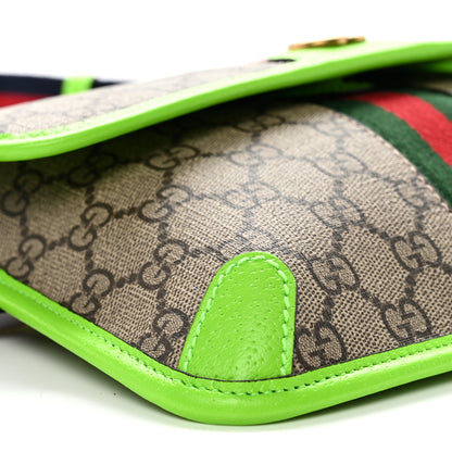 Gucci GG Supreme Monogram Web Small Ophidia Belt Bag Beige Ebony Electric Green 9 of 10