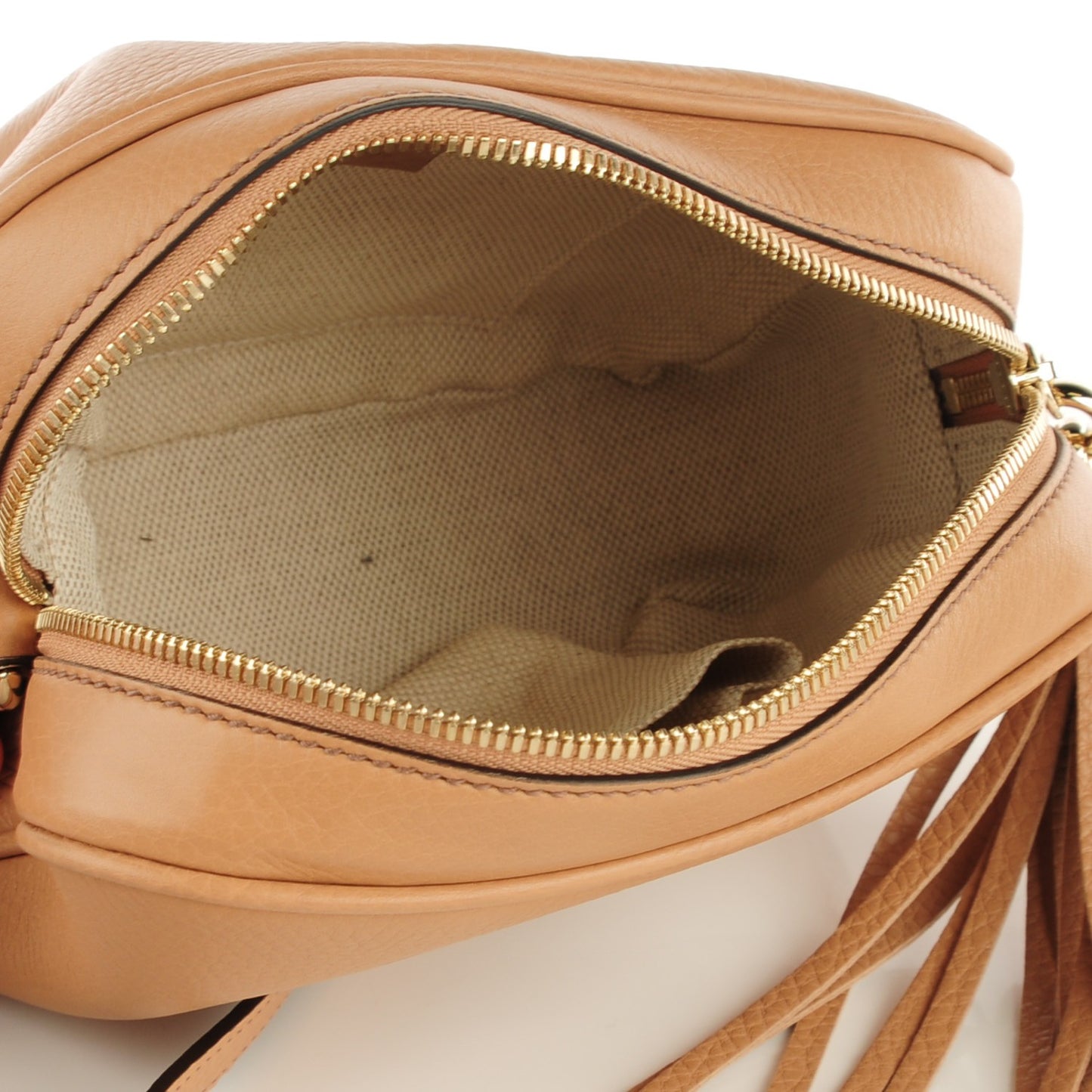 Pebbled Calfskin Small Soho Disco Bag Camelia