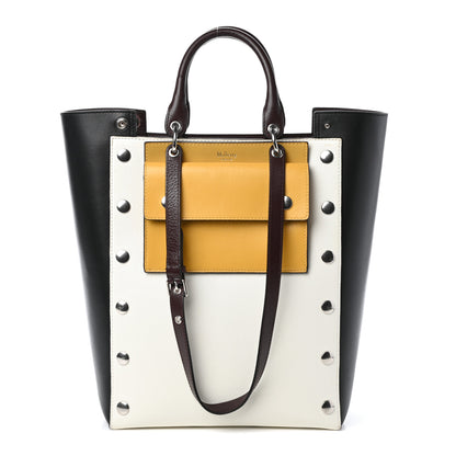 Mulberry MULBERR Smooth Calfskin Studded Maple Tote Black White 1 of 9