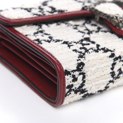Gucci Tweed GG Monogram Mini Dionysus Chain Wallet White Black Romantic Cherry 8 of 11