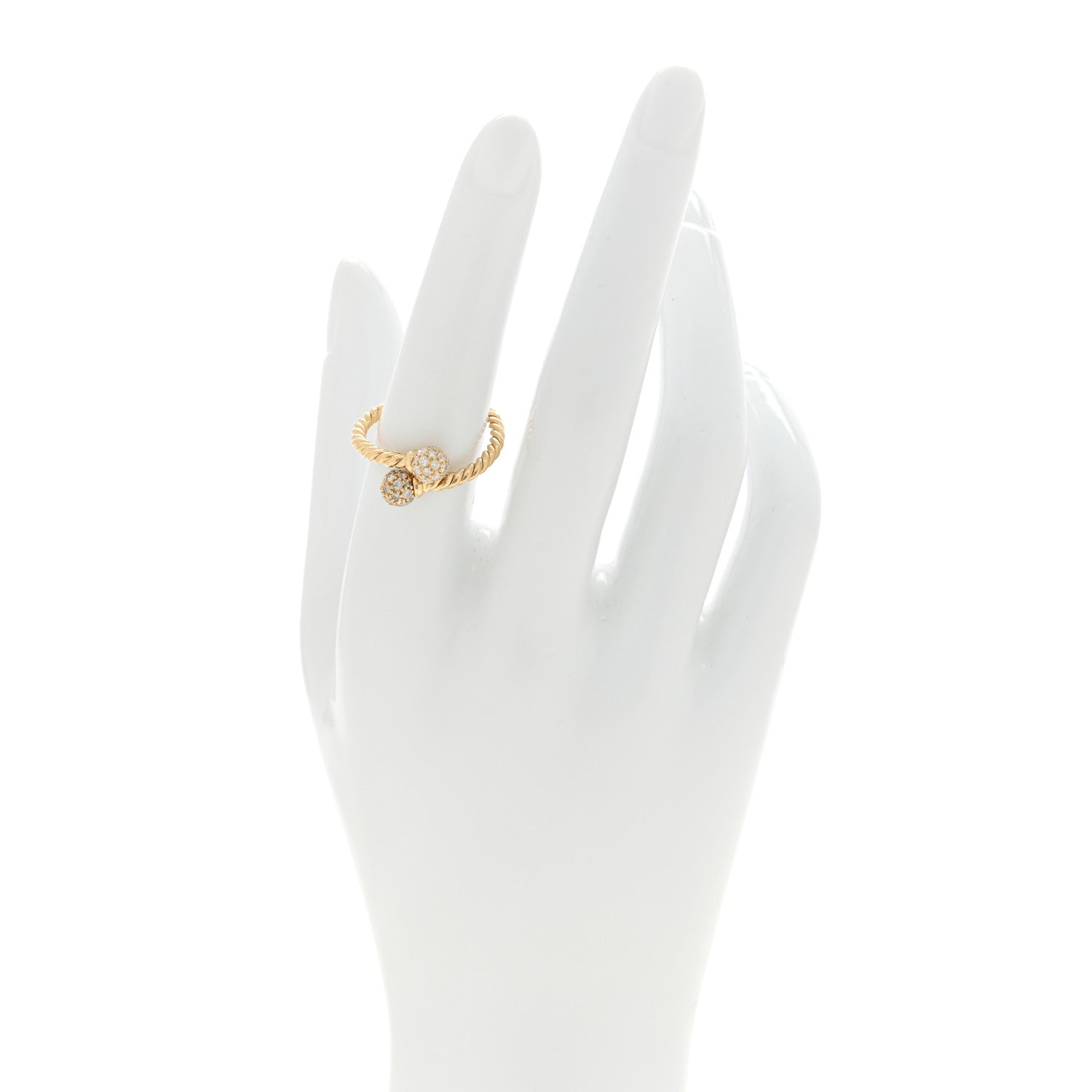 David Yurman 18K Yellow Gold Diamond Solari Bypass Ring 53 6.5 2 of 4