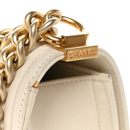 Chanel Caviar Suede Calfskin Chevron Medium Boy Flap White 12 of 12