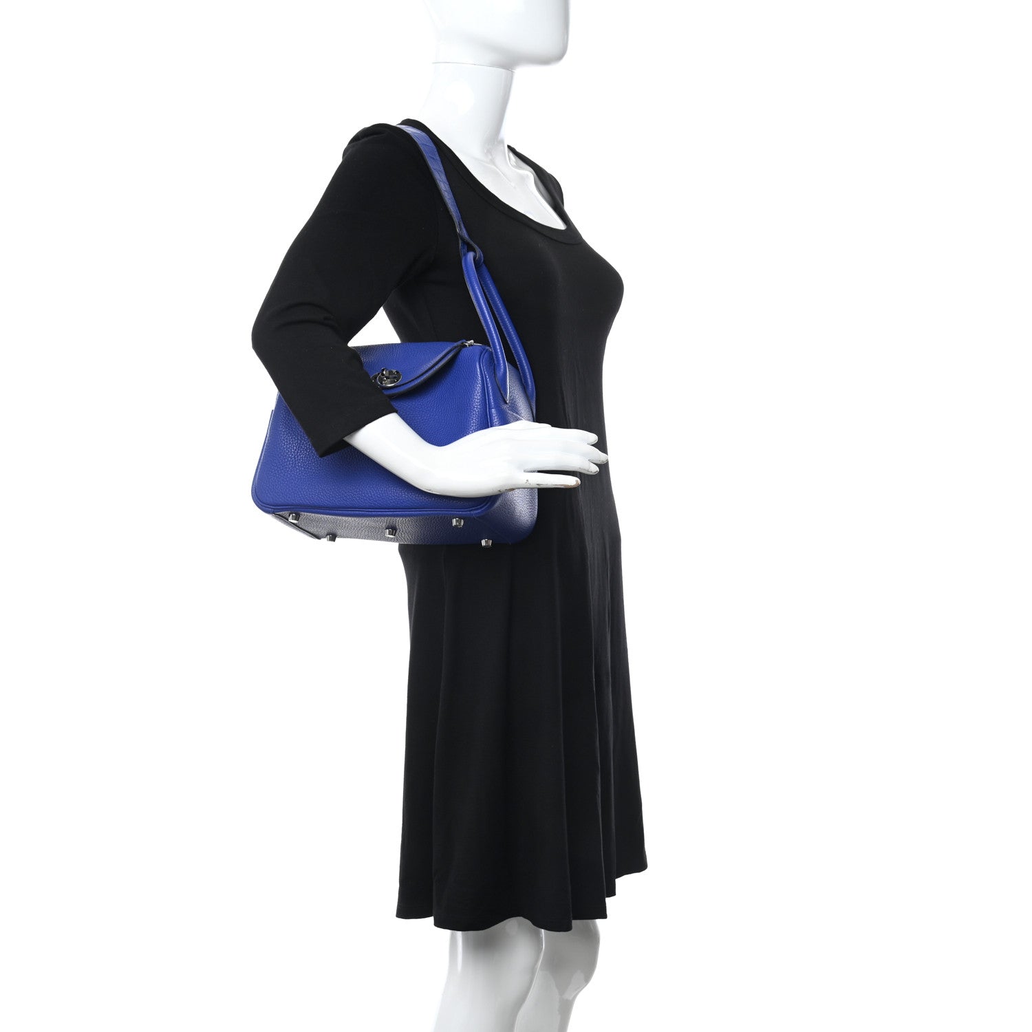 Hermes Taurillon Clemence Matte Niloticus Crocodile Touch Lindy 26 Bleu Electrique 2 of 10