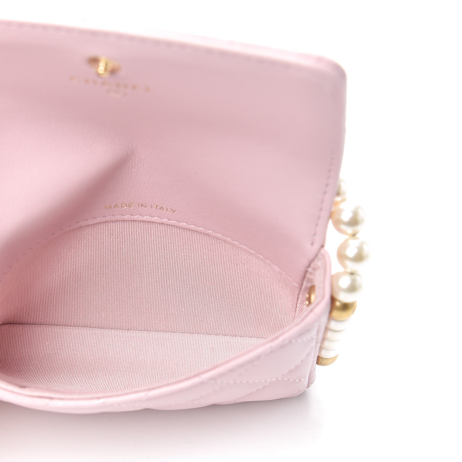 Chanel Calfskin Quilted About Pearls Card Holder Flap With Chain Light Pink 5 of 9