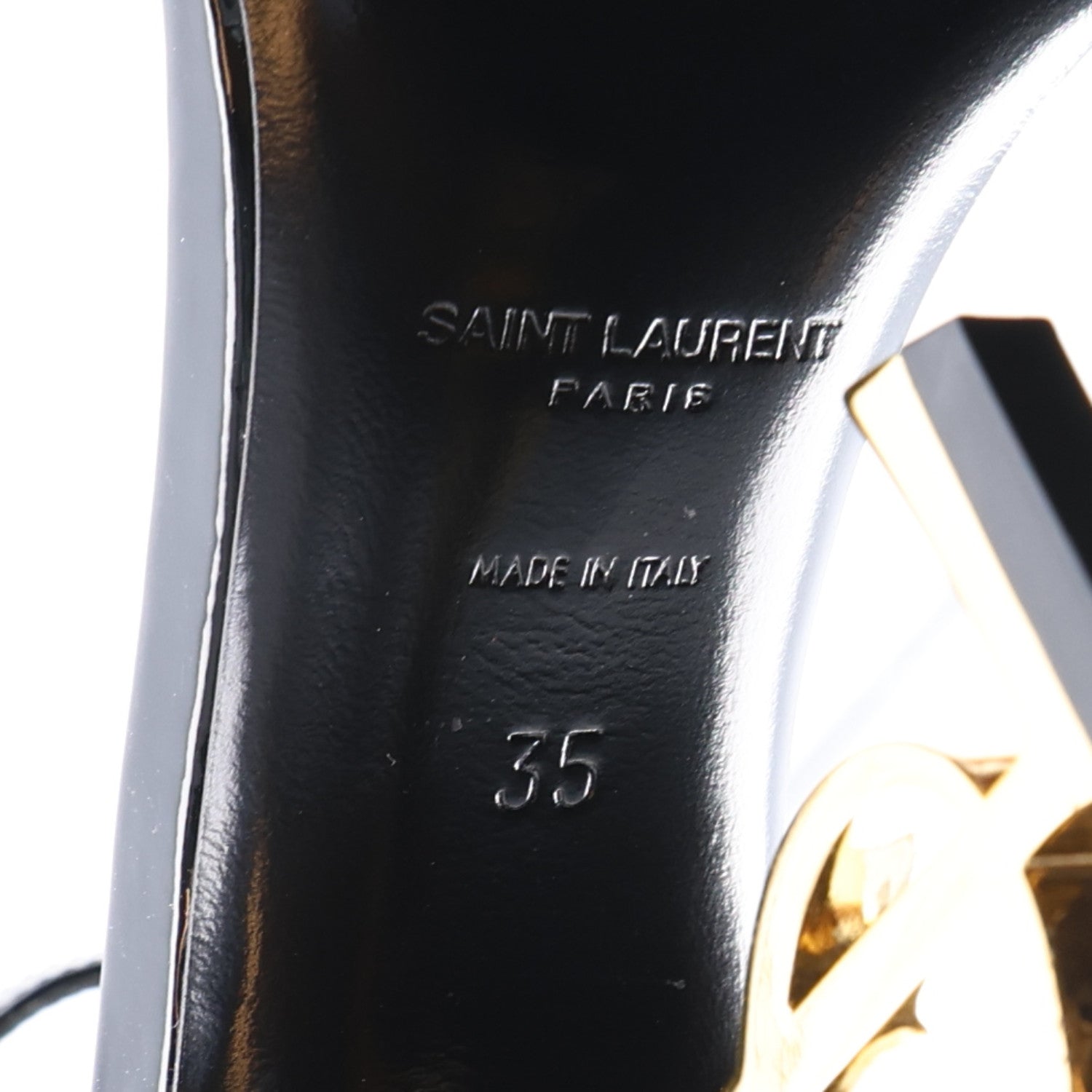 Saint Laurent Patent Calfskin Opyum 110 Sandals 35 Black Gold 10 of 11