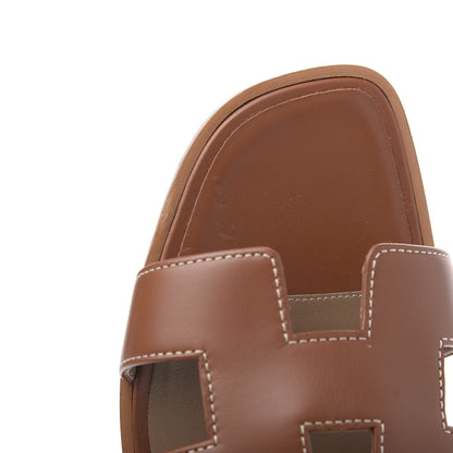 Hermes Box Calfskin Oran Sandals 40 Gold 9 of 11