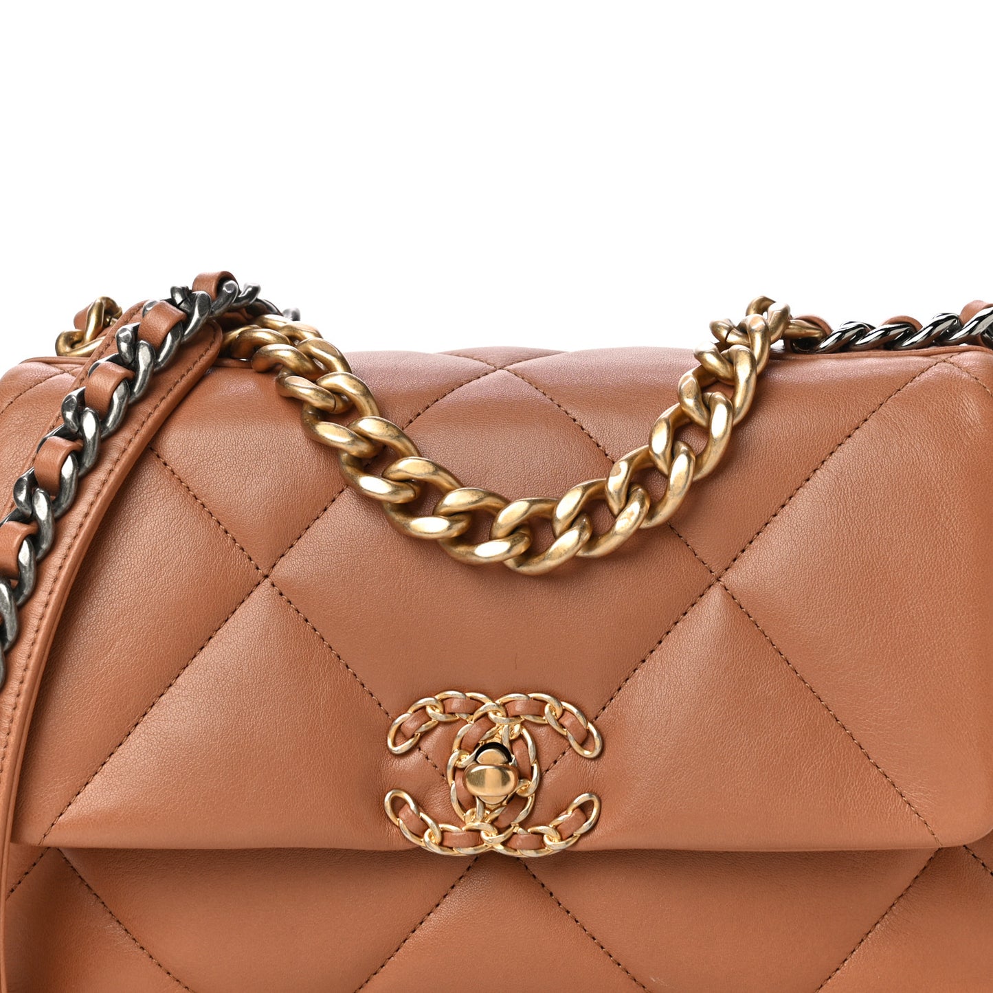 Lambskin Quilted Medium Chanel 19 Flap Brown