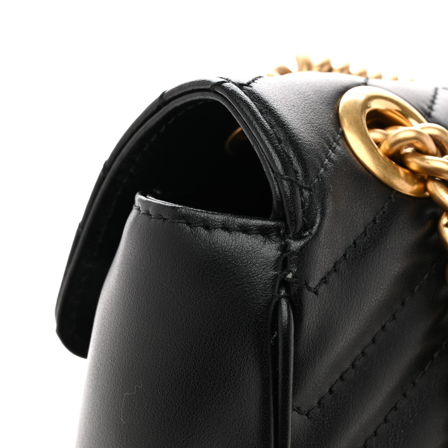 Gucci Calfskin Matelasse Small GG Marmont Shoulder Bag Black 11 of 13