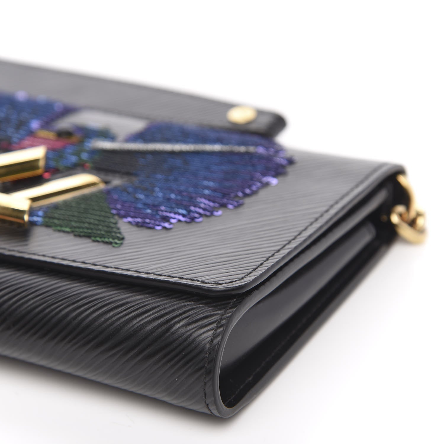 Louis Vuitton Epi Sequin Bird Twist Chain Wallet PM Black 8 of 9