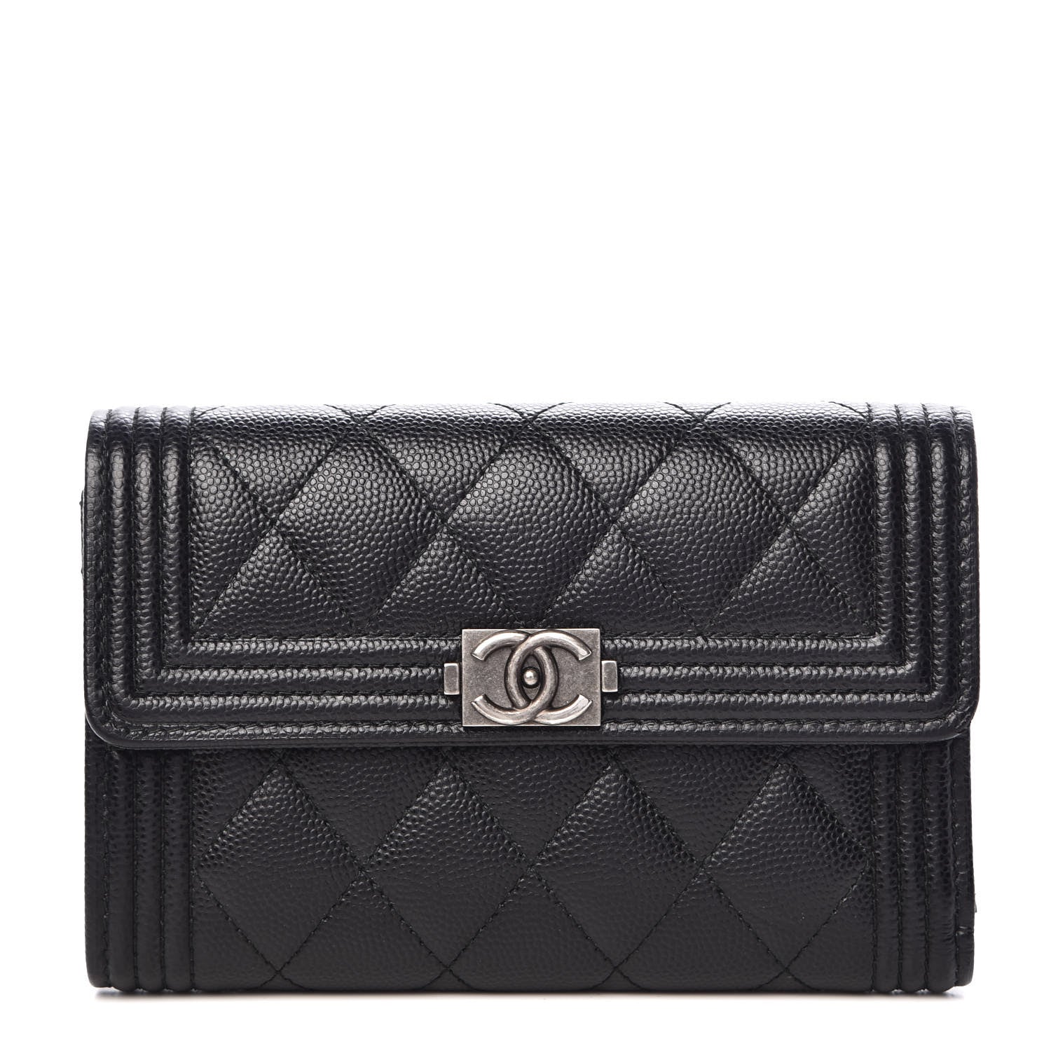 Chanel Caviar Quilted Medium Boy Flap Wallet Black 1 of 8