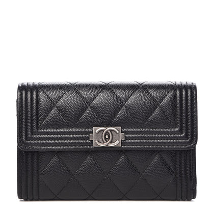 Chanel Caviar Quilted Medium Boy Flap Wallet Black 1 of 8