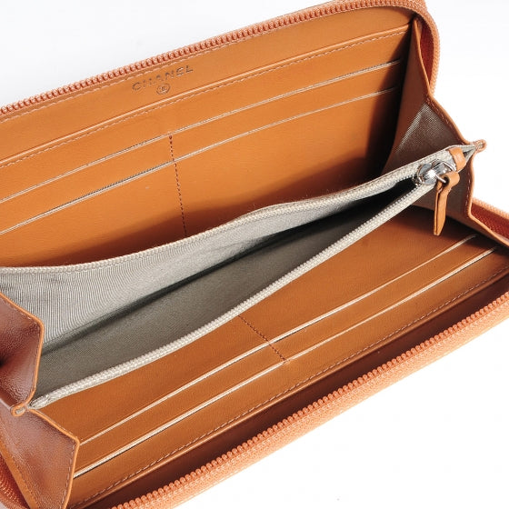 Caviar CC Large Gusset Zip Around Wallet Dark Beige