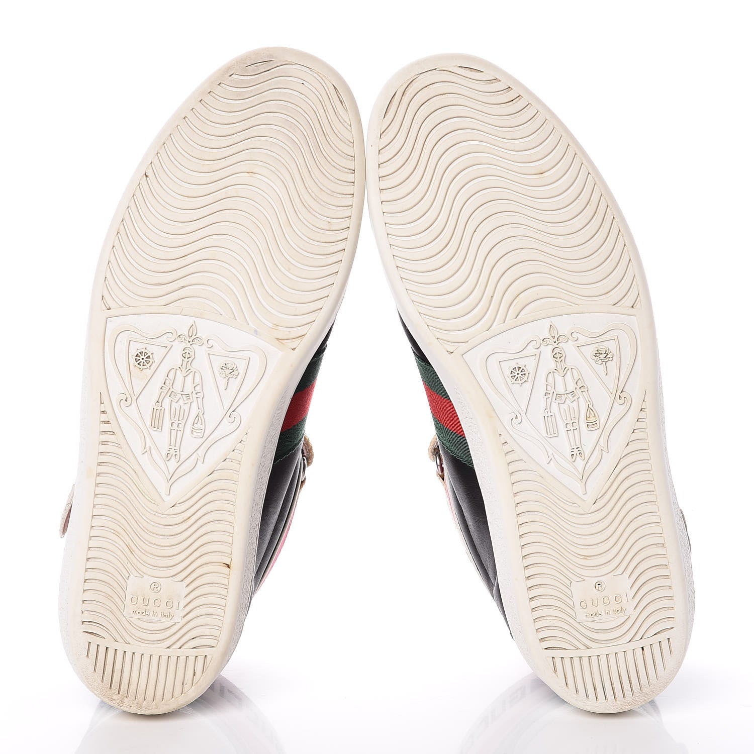 Gucci Calfskin Ayers Web New Ace Stripe High Top Sneakers 39.5 Black 9 of 12