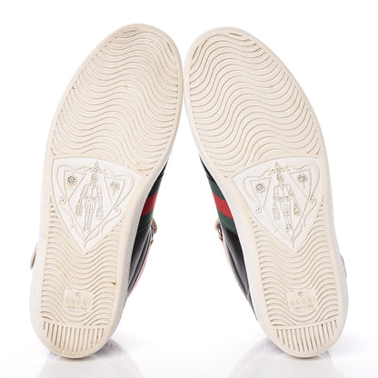 Gucci Calfskin Ayers Web New Ace Stripe High Top Sneakers 39.5 Black 9 of 12