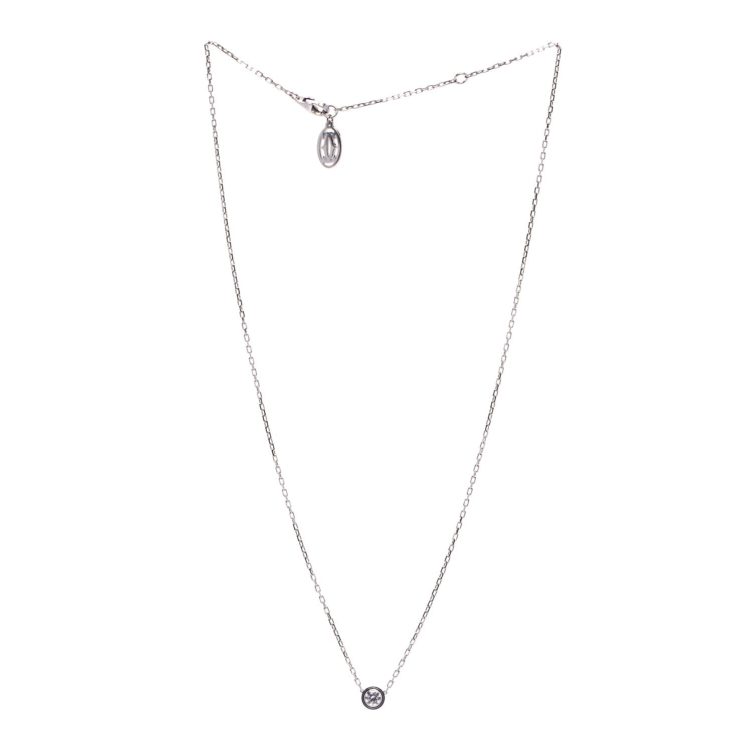 Cartier 18K White Gold Diamond LM D'Amour Pendant Necklace 2 of 4
