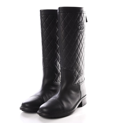 Chanel Oily Calfskin Quilted High Boots 40 Black 3 of 8