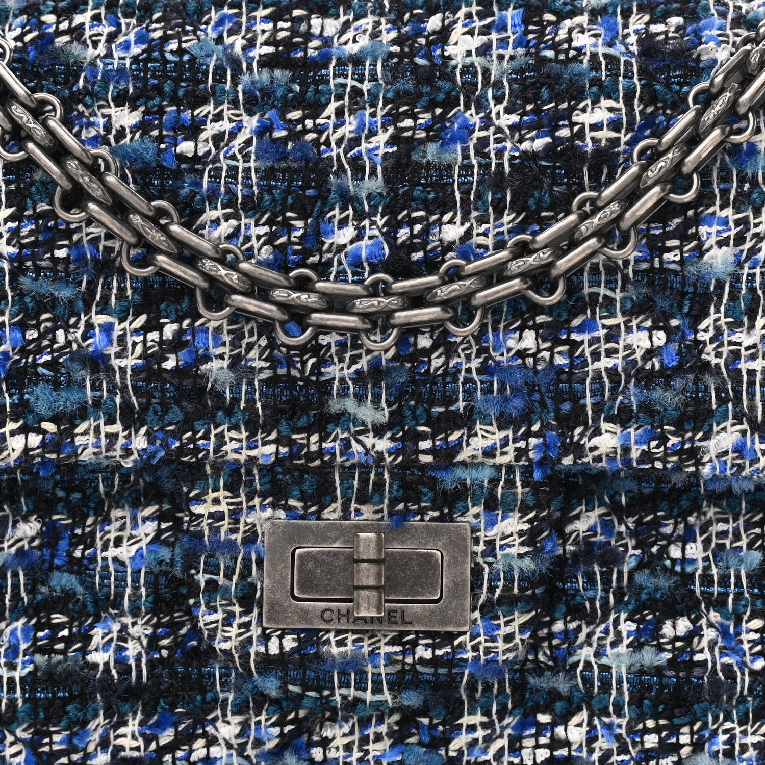 Chanel Tweed Quilted 2.55 Reissue Mini Flap Blue 8 of 11