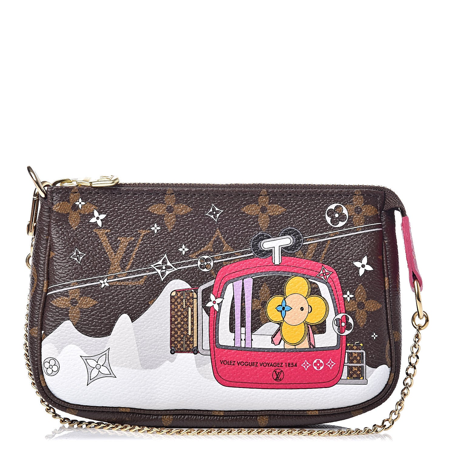Louis Vuitton Monogram 2019 Christmas Animation Mini Courchevel Pochette Accessories Fuchsia 1 of 8
