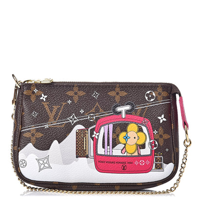 Louis Vuitton Monogram 2019 Christmas Animation Mini Courchevel Pochette Accessories Fuchsia 1 of 8