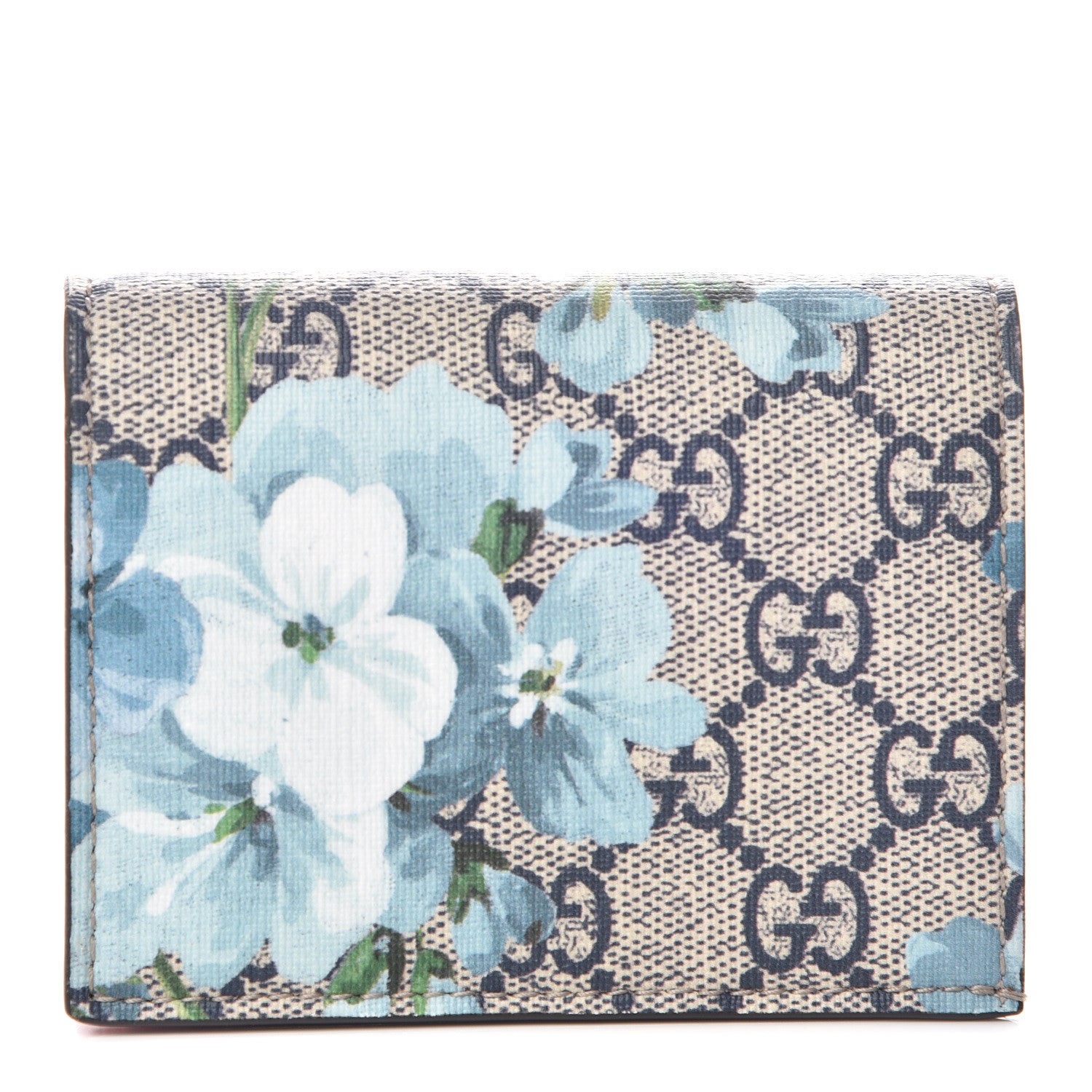 Gucci GG Supreme Monogram Blooms Card Case Wallet Beige Blue Navy Hibiscus Red 1 of 8