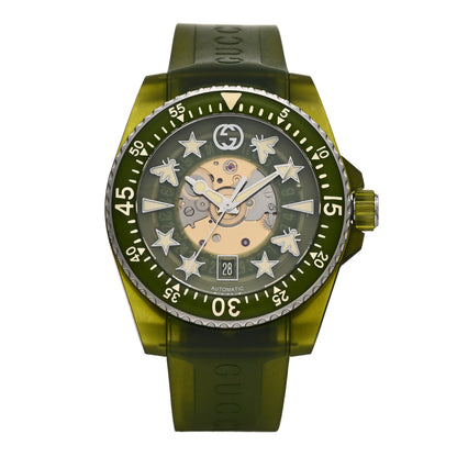 Gucci Stainless Steel Rubber 40mm Dive Quartz Watch Green 1 of 4