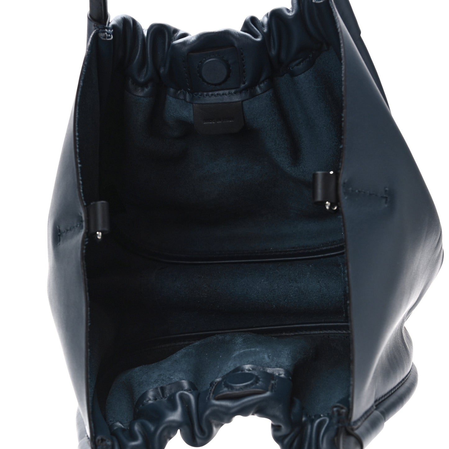 Calfskin Small Ruched Tote Navy