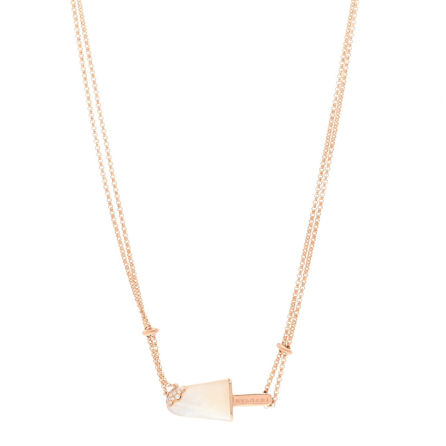 Bulgari 18K Rose Gold Diamond Mother of Pearl Gelati Necklace 1 of 4