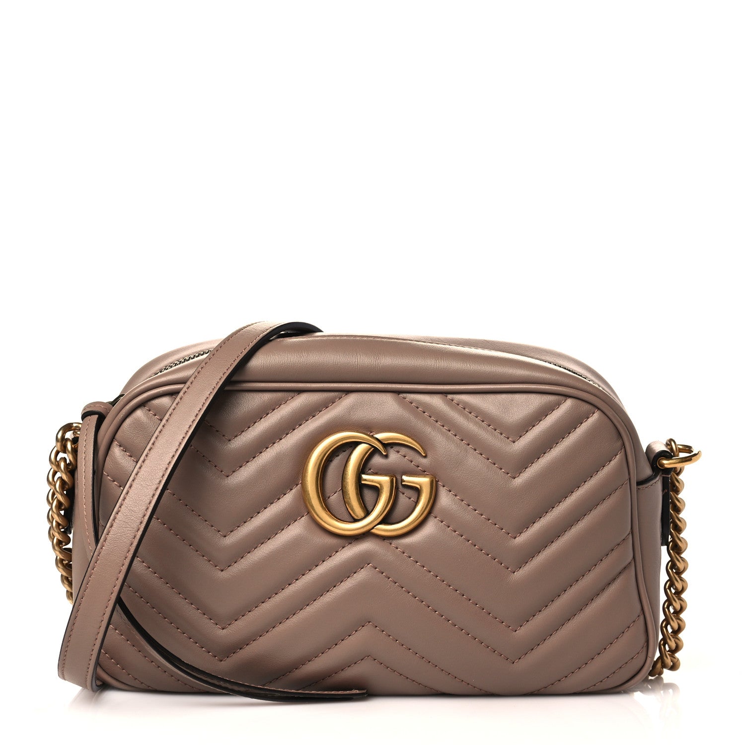 Gucci Calfskin Matelasse Small GG Marmont Chain Shoulder Bag Porcelain Rose 1 of 9