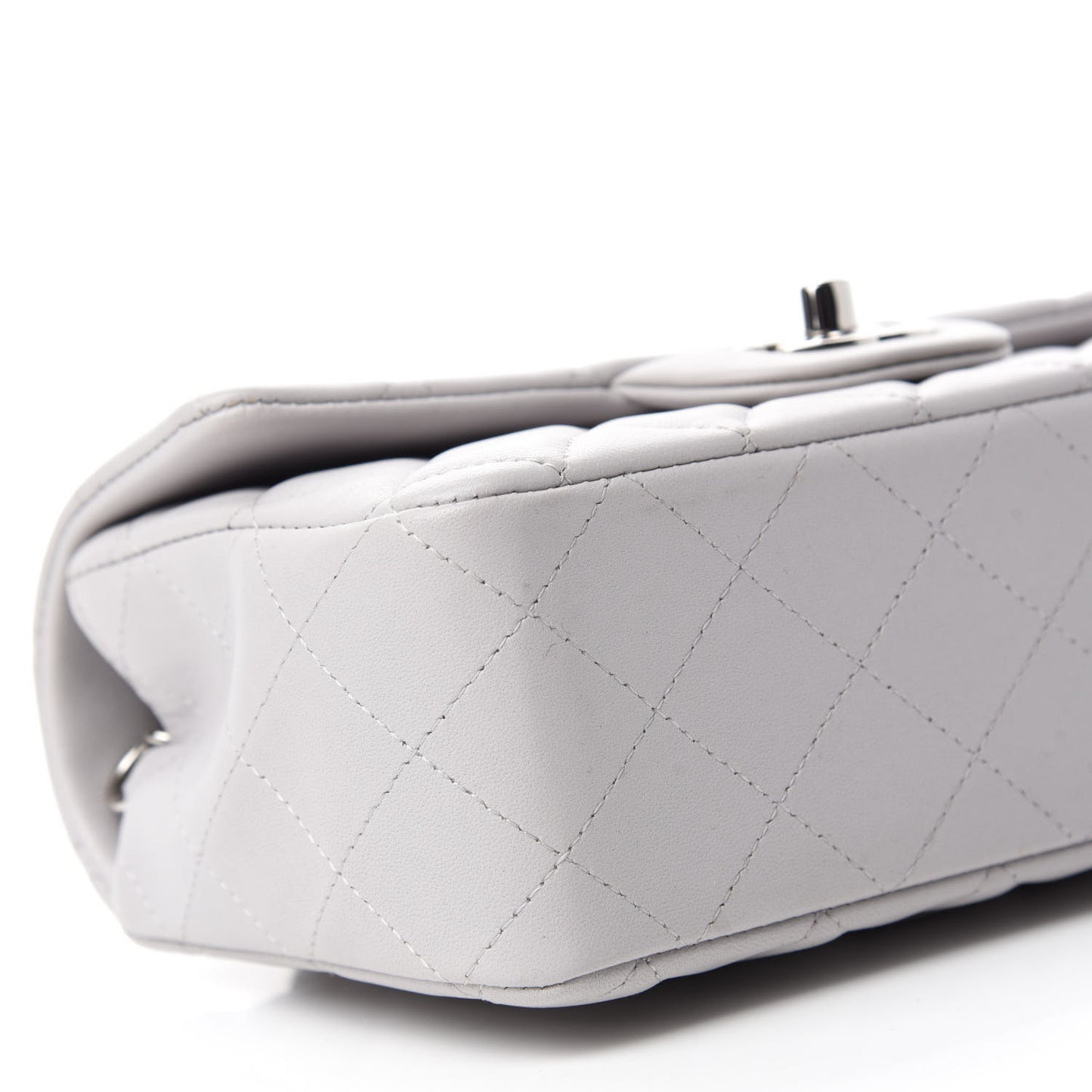 Lambskin Quilted Mini Rectangular Flap Grey