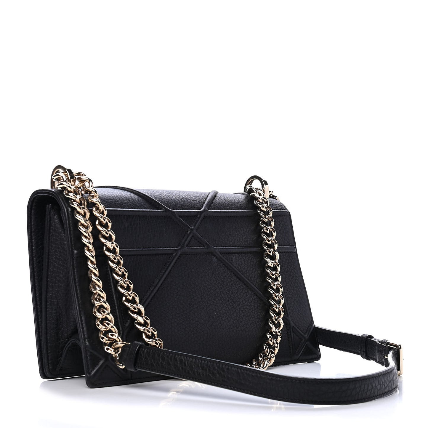 Grained Calfskin Medium Diorama Flap Bag Black