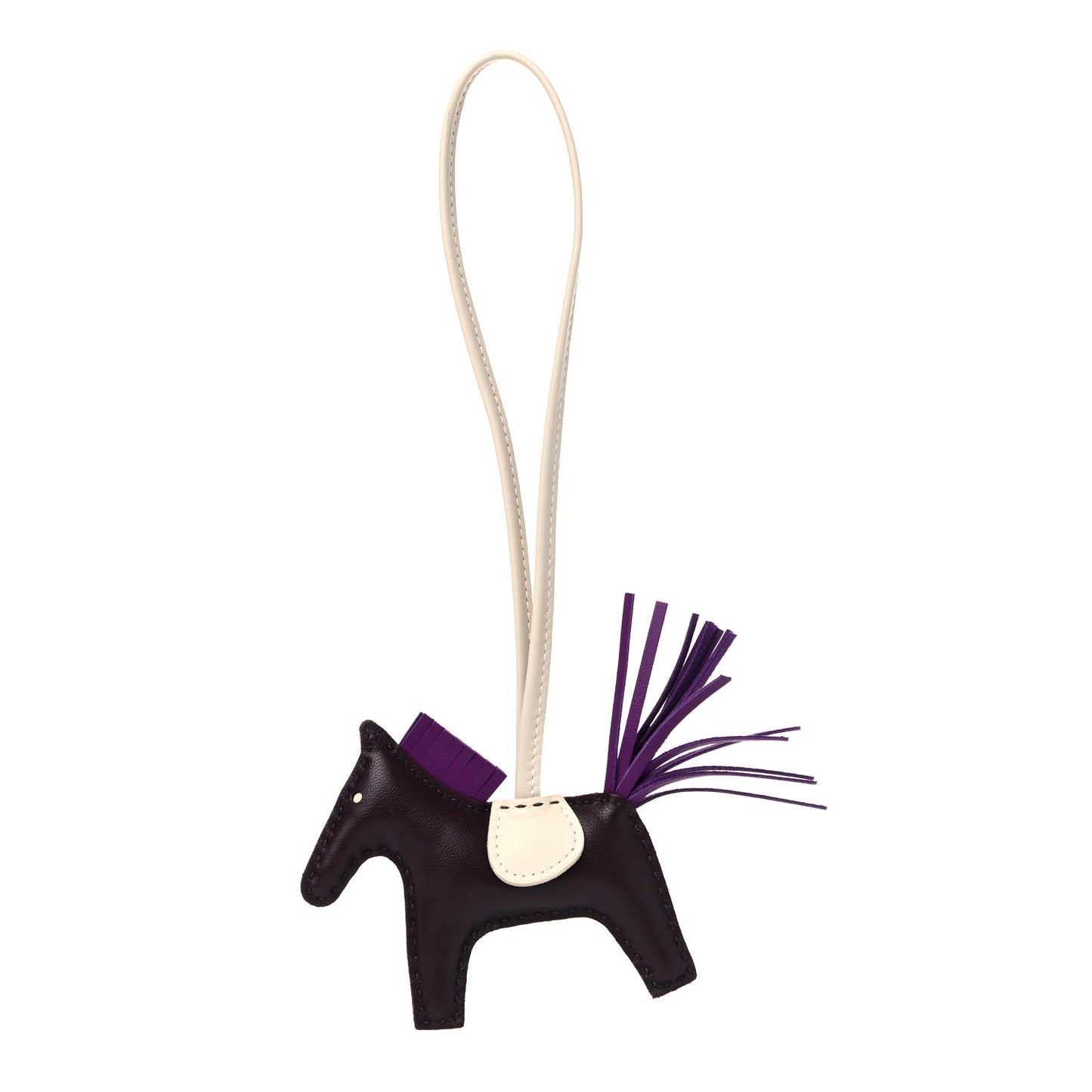 Milo Lambskin Grigri Rodeo Horse Bag Charm PM Rouge Sellier Craie Violet