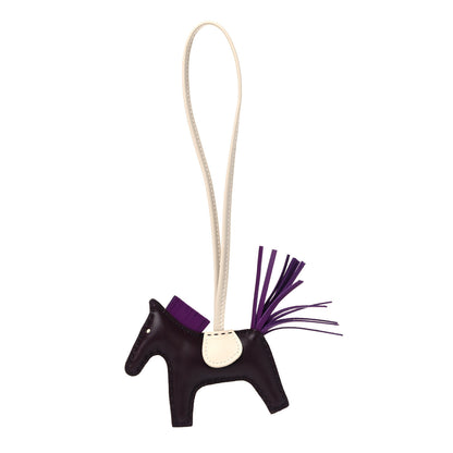 Hermes Milo Lambskin Grigri Rodeo Horse Bag Charm PM Rouge Sellier Craie Violet 1 of 4