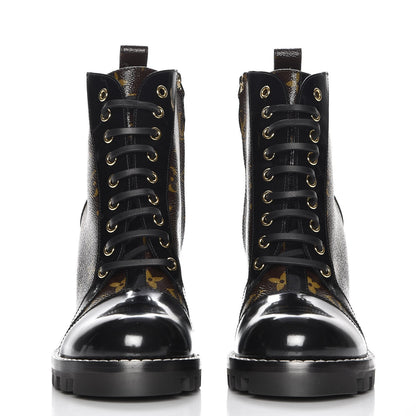 Louis Vuitton Patent Calfskin Monogram Star Trail Ankle Boots 40 Black 2 of 8