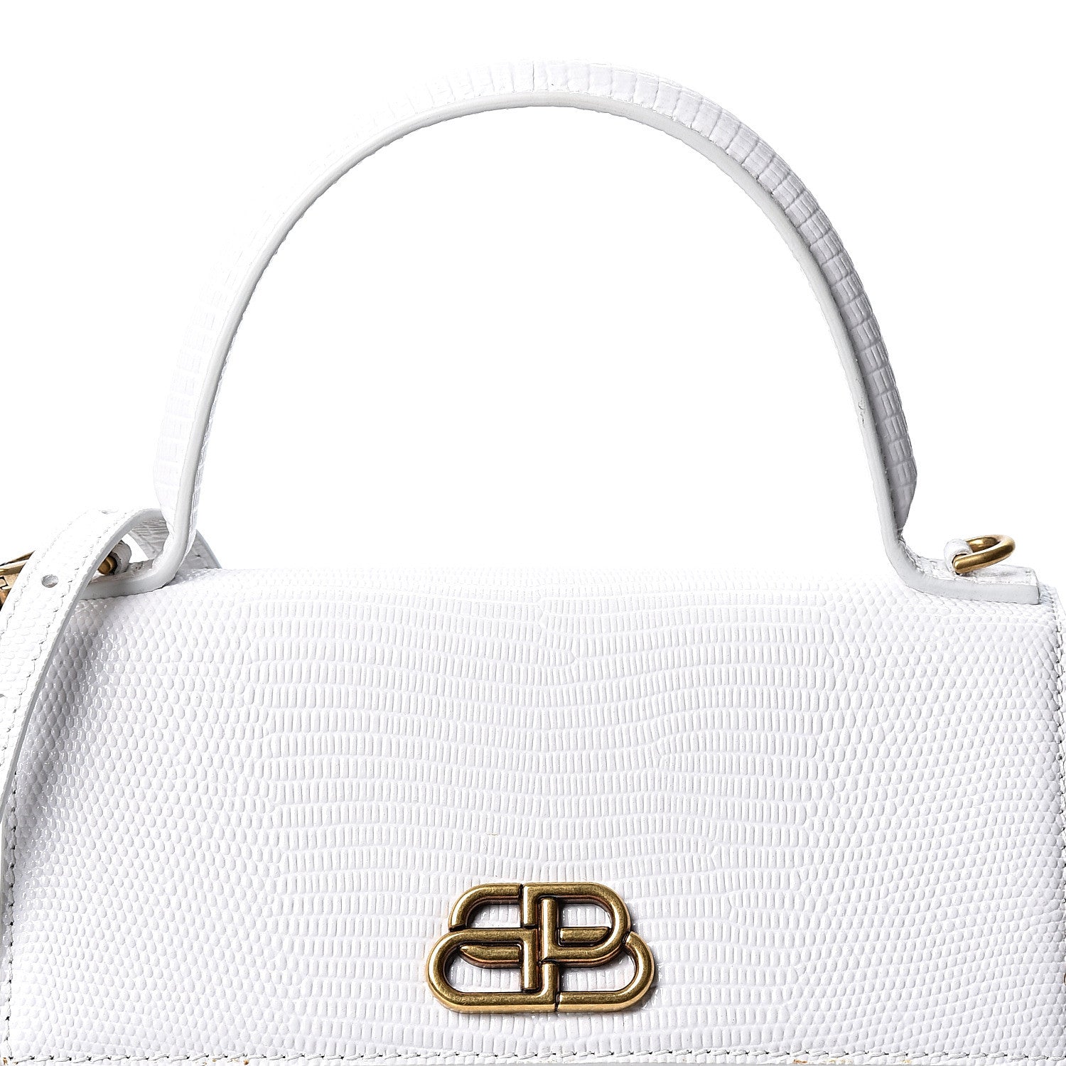 Balenciaga Patent Calfskin Lizard Embossed XS Sharp Top Handle Bag White 6 of 8