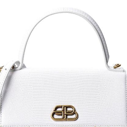 Balenciaga Patent Calfskin Lizard Embossed XS Sharp Top Handle Bag White 6 of 8