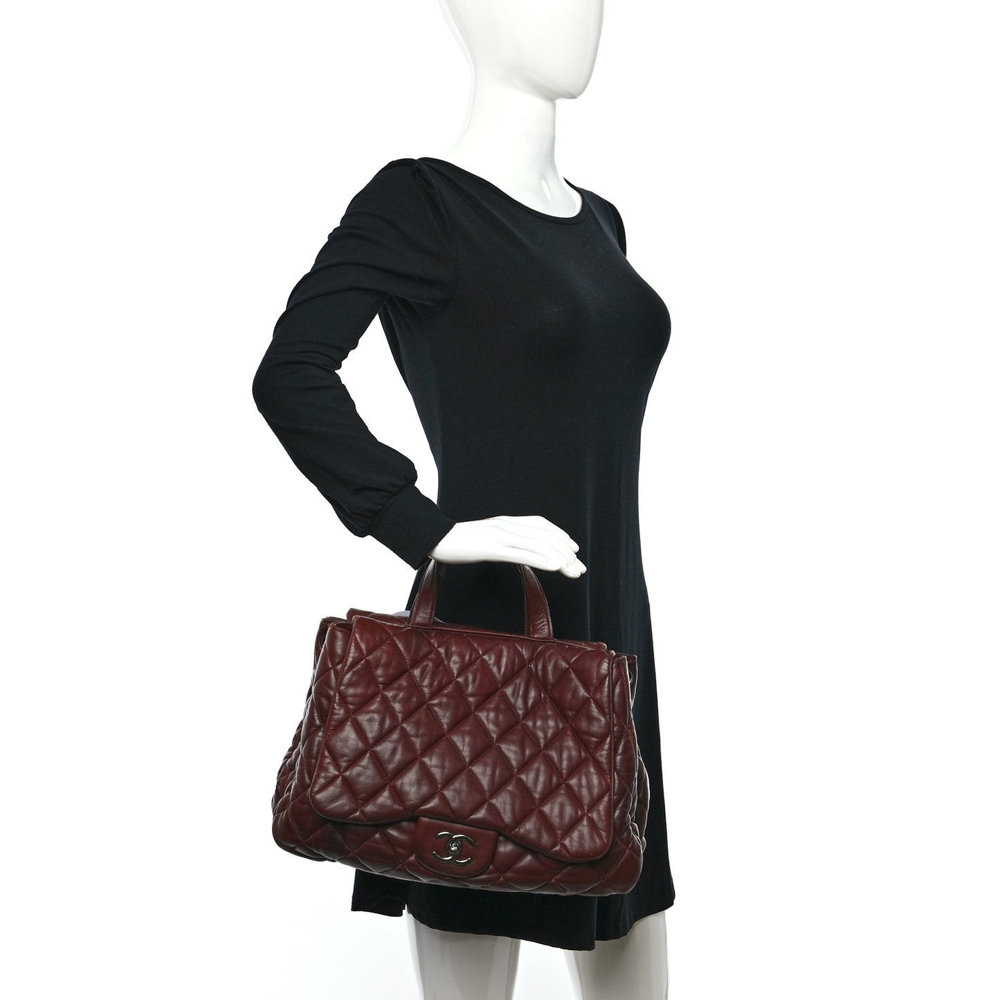 Lambskin Quilted Chanel 3 Maxi Tote Burgundy