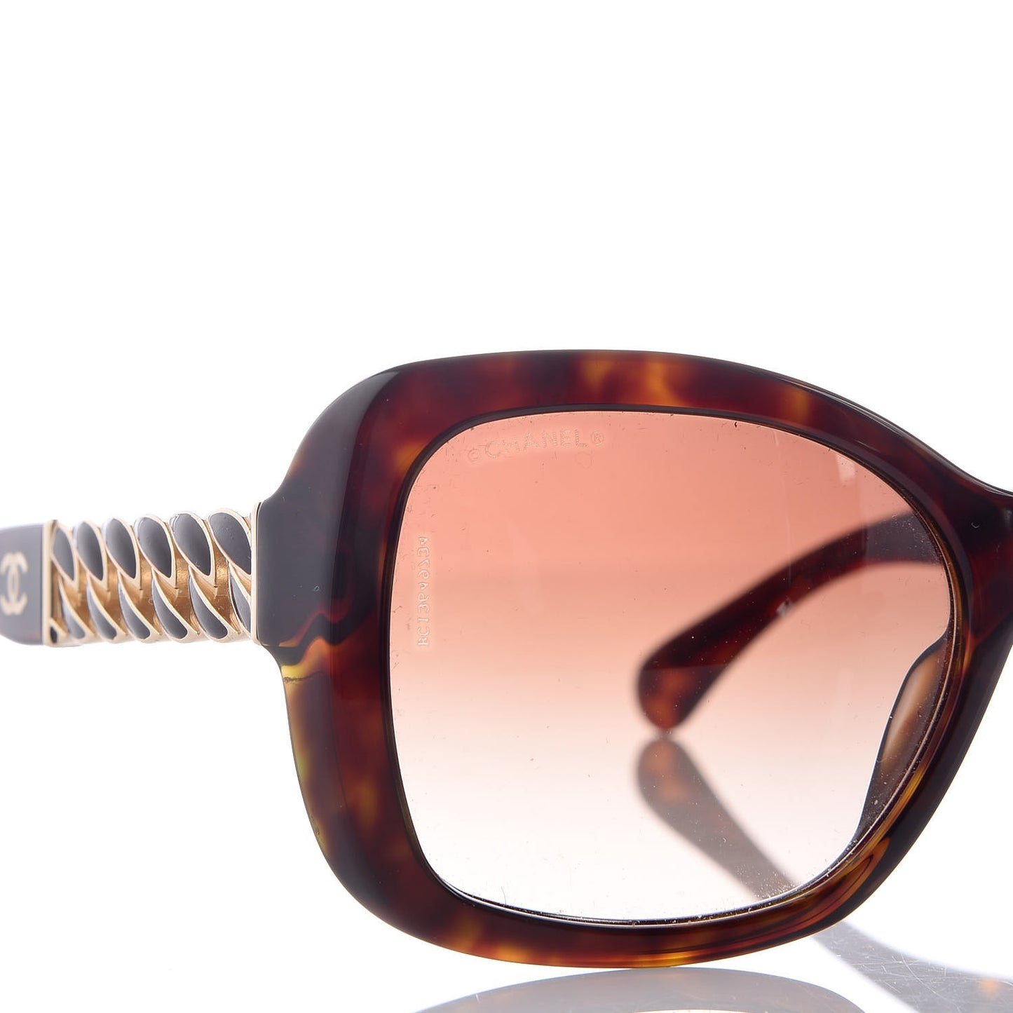 Acetate Metal Chain Square Sunglasses 5305 Brown
