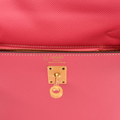 Hermes Epsom Bi-Color Horseshoe Kelly Sellier 25 Rose Azalee Craie 6 of 11