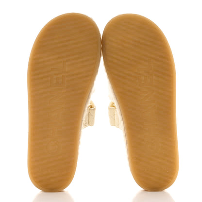 Chanel Cord Lambskin Quilted Logo Mules 37 Ivory 5 of 8