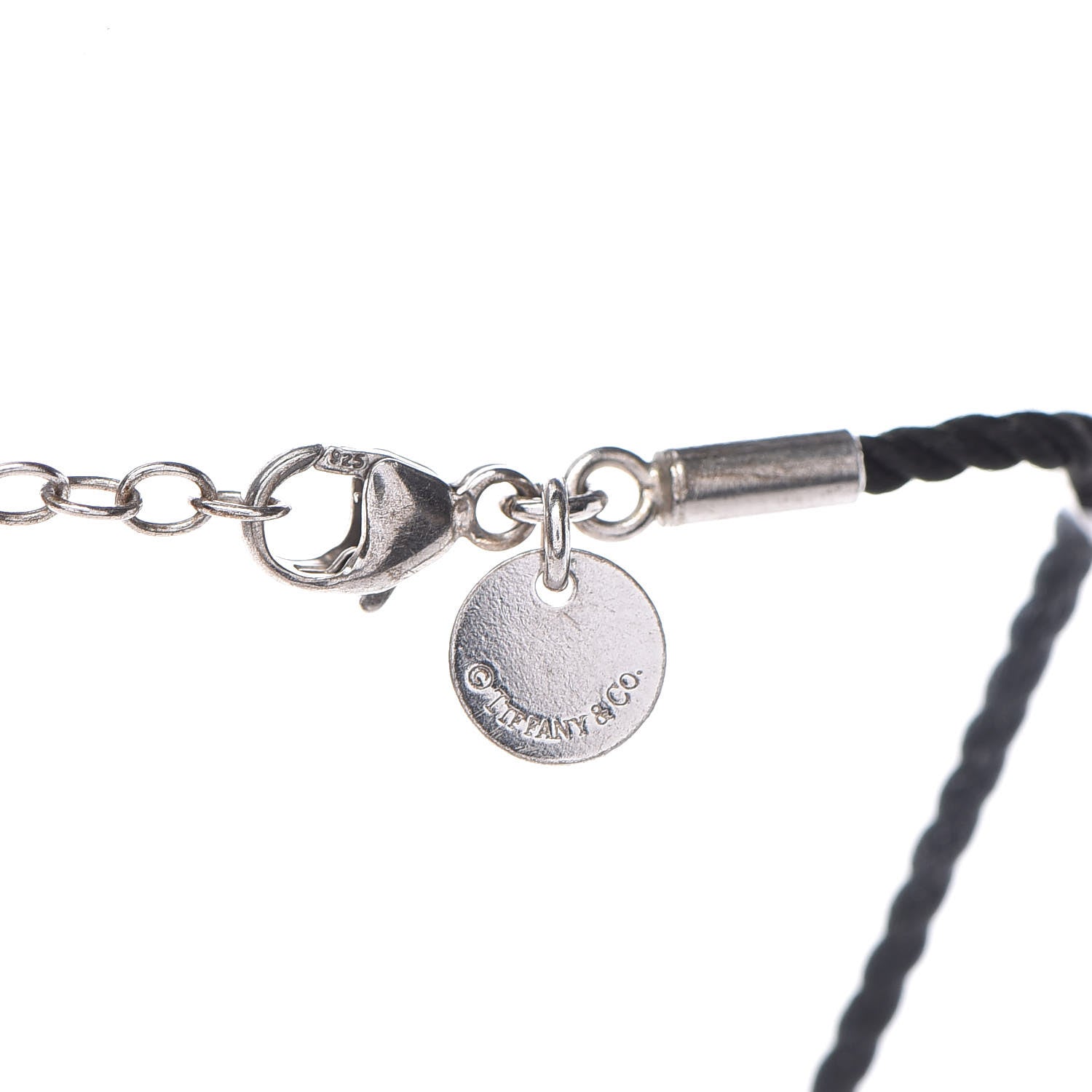 Tiffany White Bone Black Cord Notes Round Pendant Necklace 5 of 6