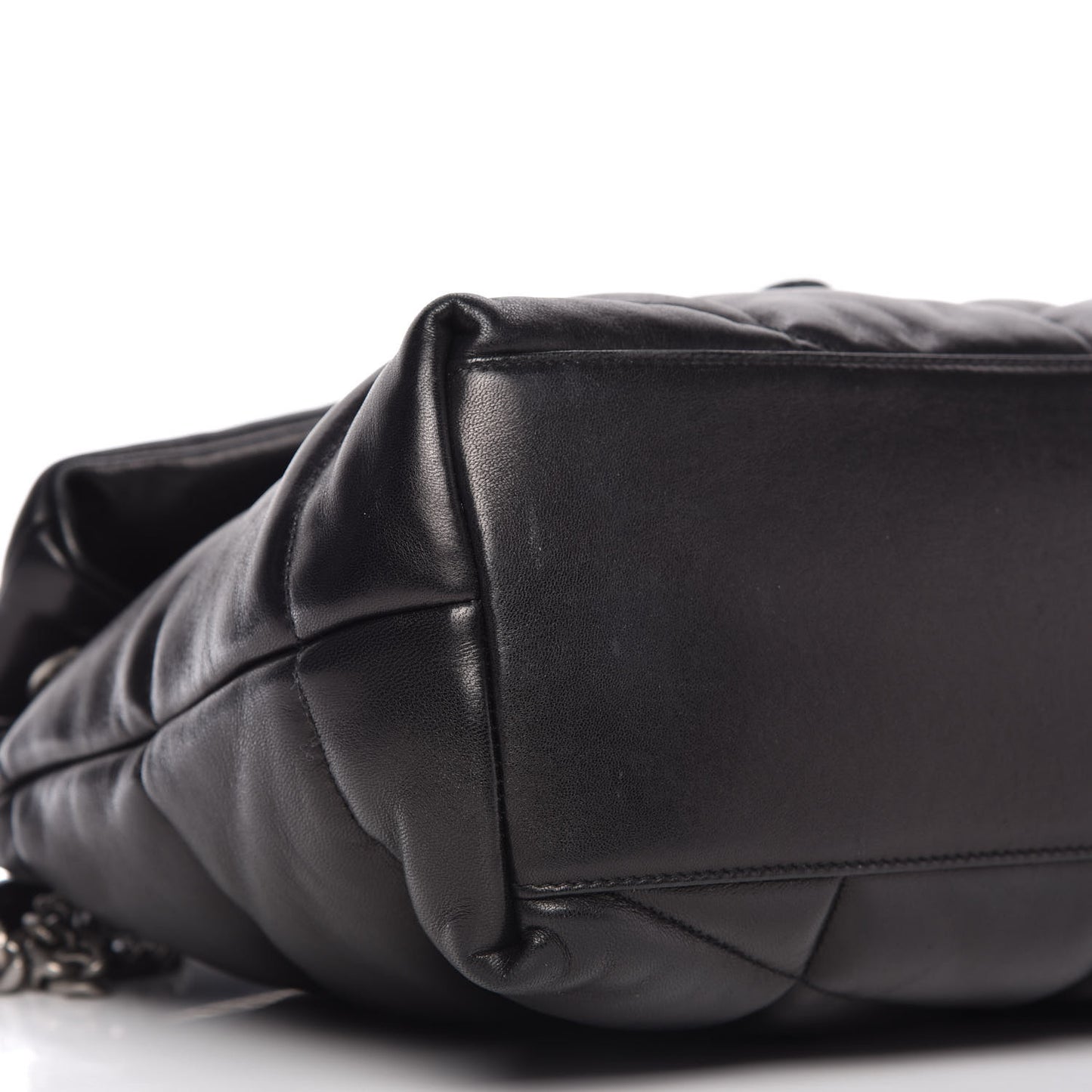 Lambskin Quilted Medium Loulou Puffer Monogram Chain Satchel Black