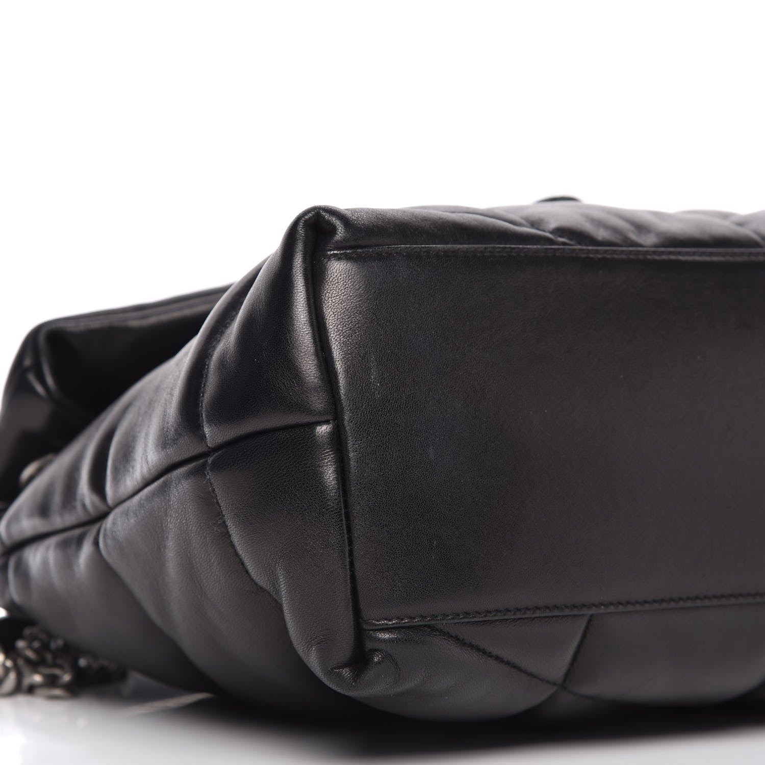 Saint Laurent Lambskin Quilted Medium Loulou Puffer Monogram Chain Satchel Black 6 of 10
