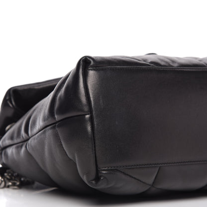 Saint Laurent Lambskin Quilted Medium Loulou Puffer Monogram Chain Satchel Black 6 of 10