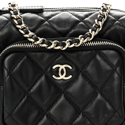 Chanel Shiny Crumpled Lambskin Quilted Small Preppy Pocket Camera Case Black 8 of 10