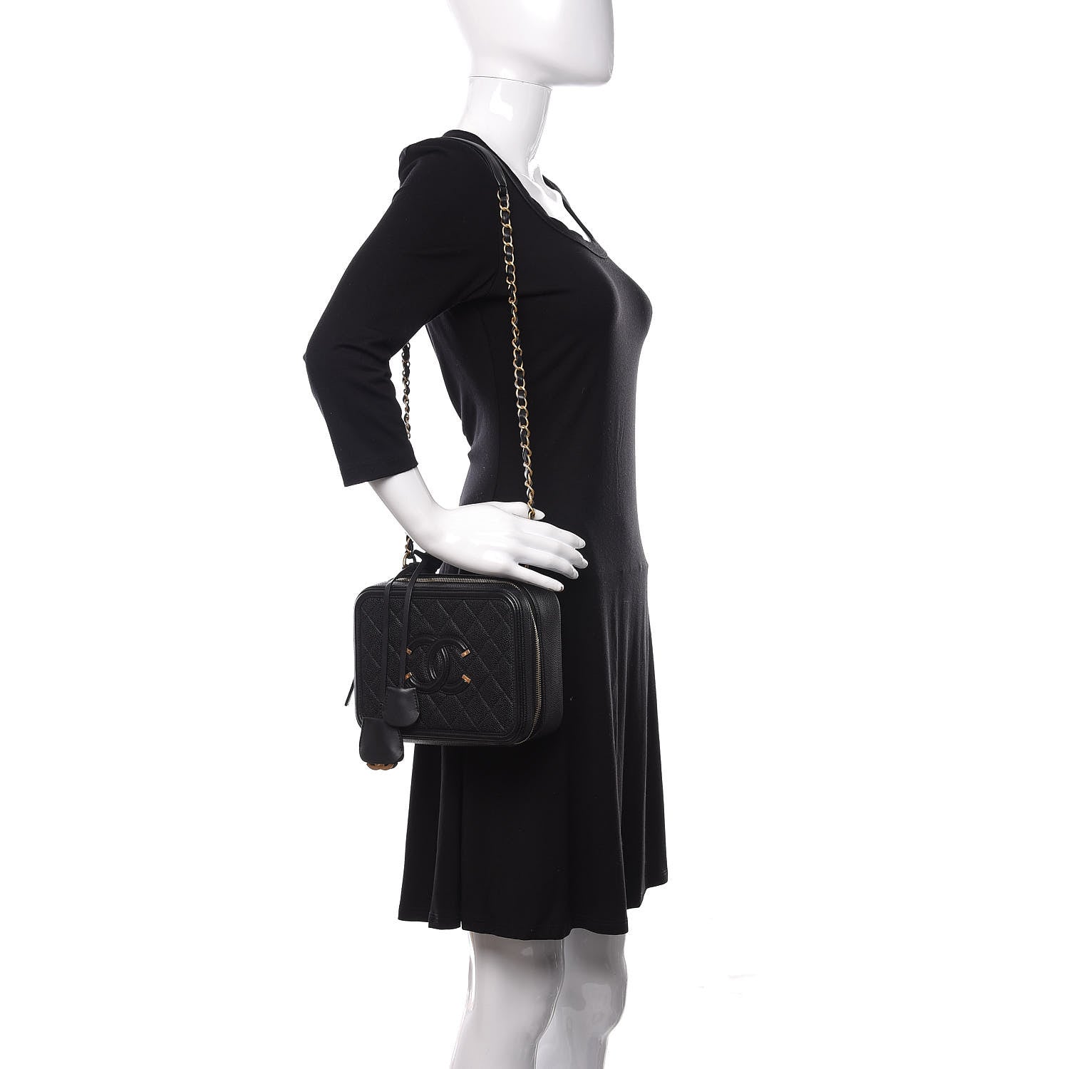 Chanel Caviar Quilted Medium CC Filigree Vanity Case Black 2 of 10