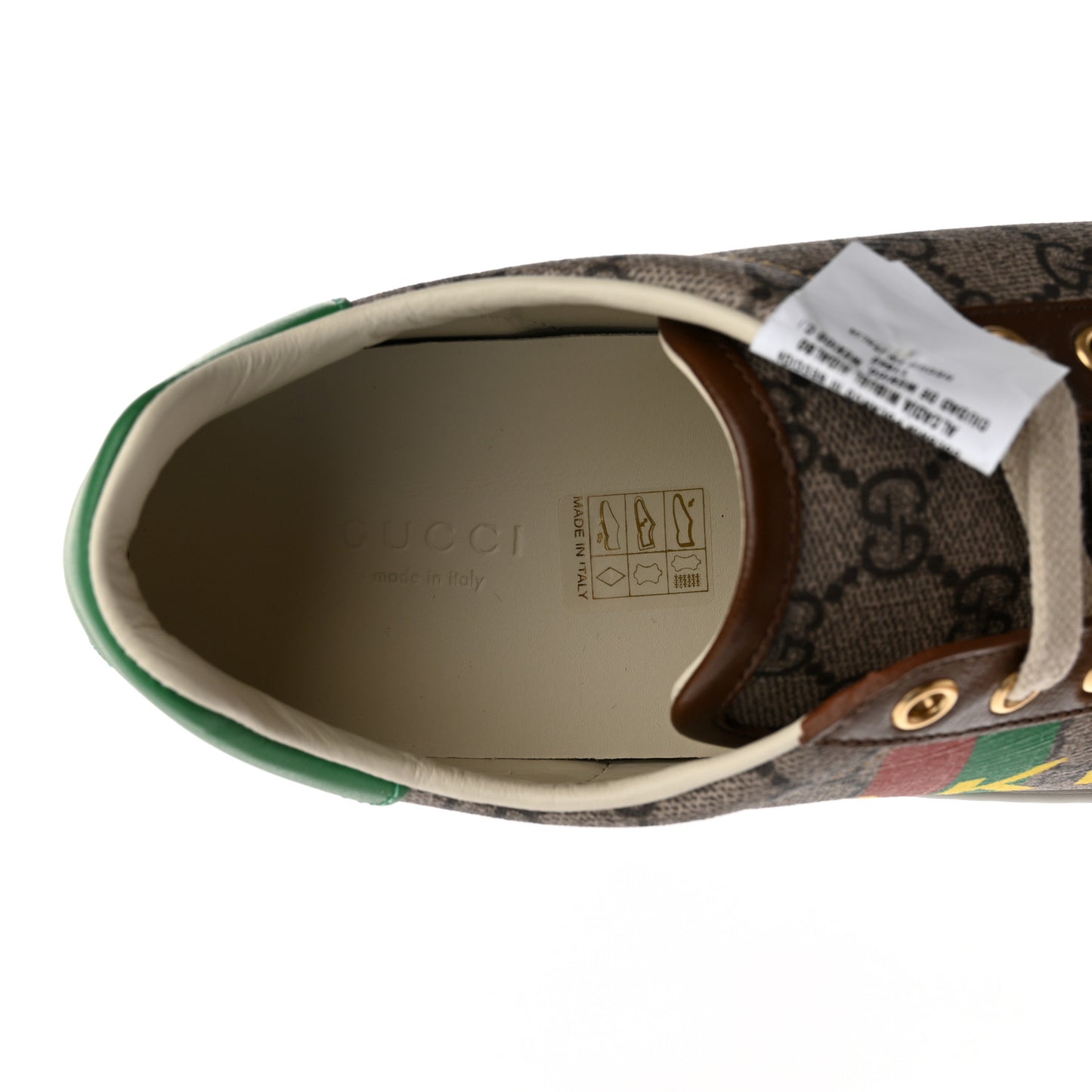 GG Supreme Monogram Fake/Not Womens Ace Sneakers 38.5 Beige New Shamarock Brown Sugar