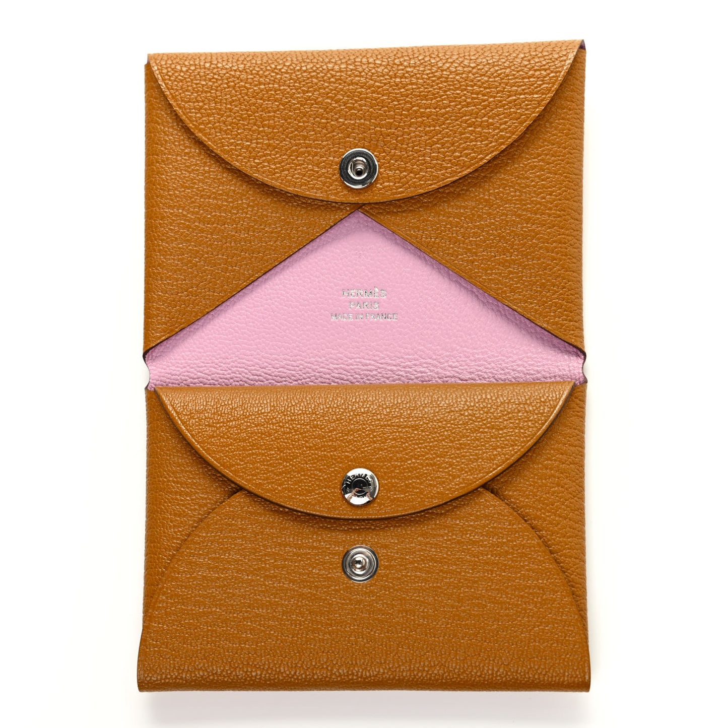Chevre Mysore Verso Calvi Duo Card Case Caramel Mauve Sylvestre